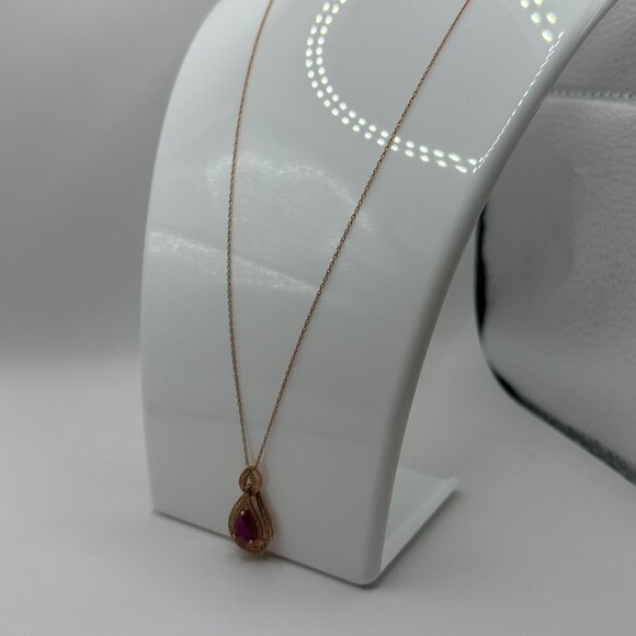 Ruby (1-1/4 ct. t.w.) & Diamond (1/4 ct. t.w.) 18" Pendant Necklace in 14k rose - Picture 5 of 5